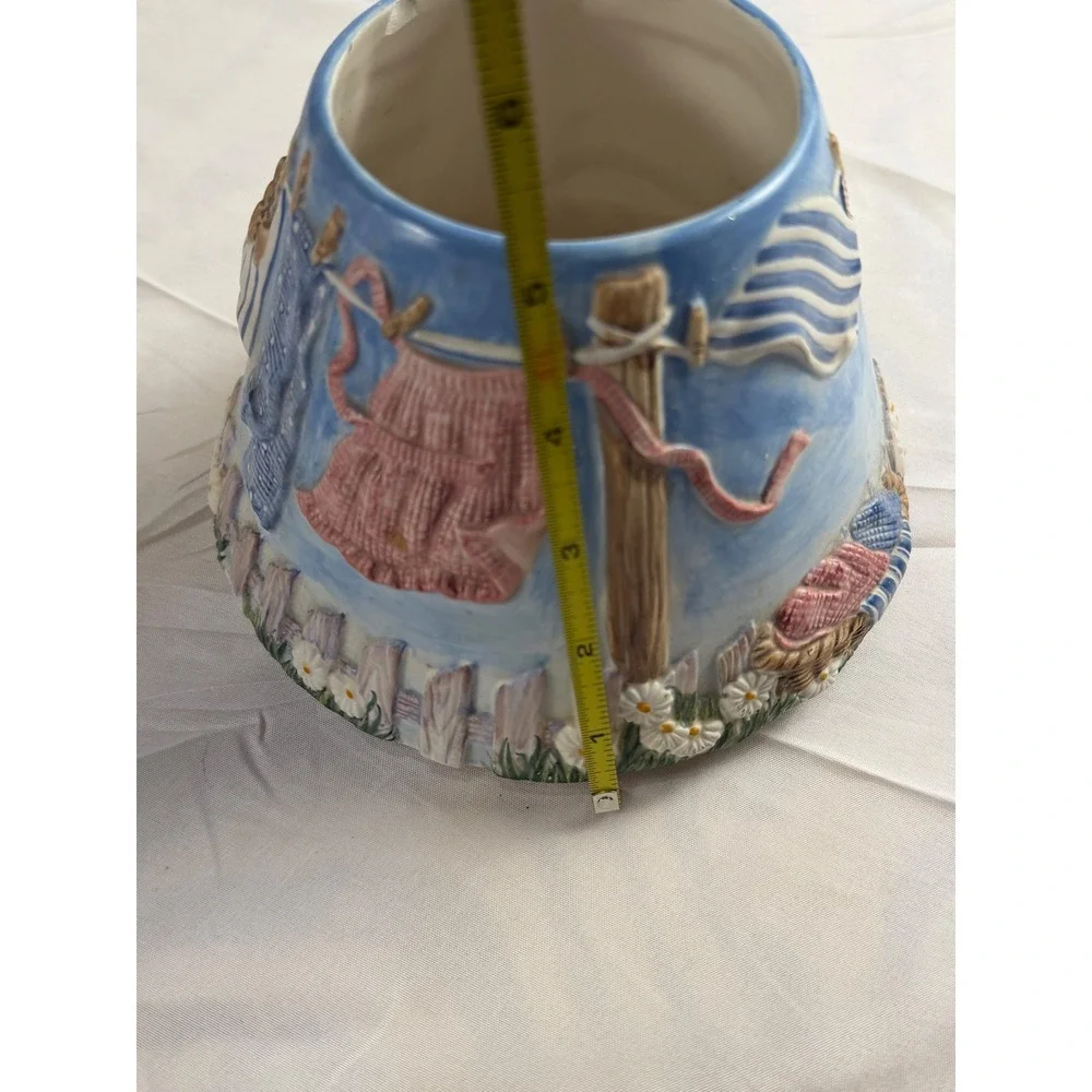 Yankee Candle Ceramic Jar Topper Shade Clothesline Picket Fence Cottagecore 4in